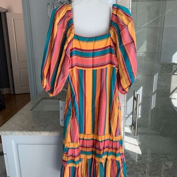 Farm Rio Rainbow Stripe Midi Dress - Picture 12 of 13